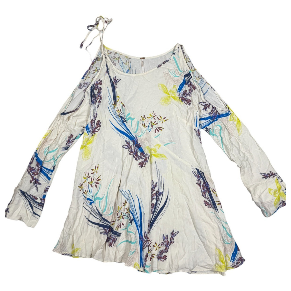 Free People Womens Size M Floral Cold Shoulder Tunic Top
